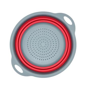 Silikon Küchenhelfer faltbares Sieb 22 cm rot gefaltet