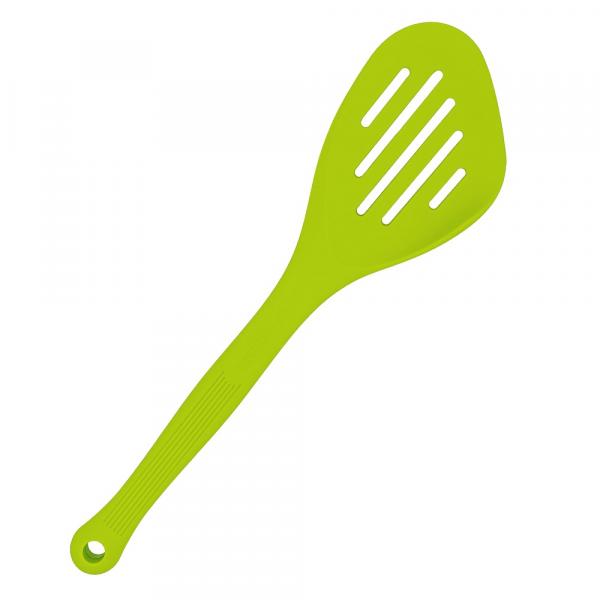 Silikon Küchenhelfer Schlitzwender mit Seitenrand 28 cm grün